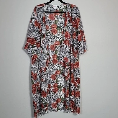 LuLaRoe Shirley Zebra Floral Kimono Open Cardigan Size L Duster Whimsigoth Sheer - Image 1 of 4