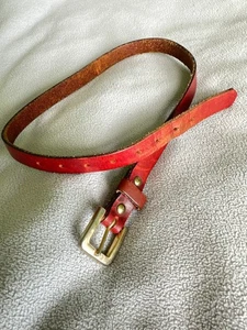 Cintura vintage in pelle donna 25 XS rossa 3/4" fibbia ottone qualità classica - Foto 1 di 5