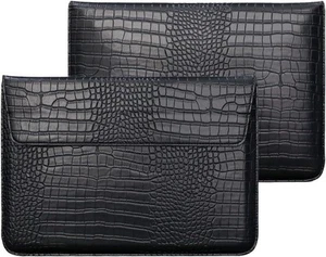 Crocodile Grain PU Leather Flap Style Case Bag Laptop Sleeve for Black - Afbeelding 1 van 8
