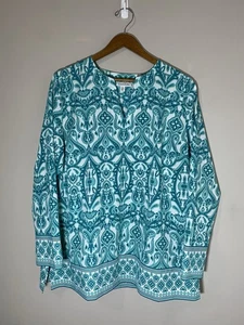 Coolibar Jardin Tunika 50+ Sonnenschutz Top Gr. XL UPF türkis Boho Langarm - Bild 1 von 6