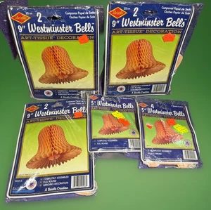 Westminster Tissue Bells 1980er Apricot Vintage Dusche Hochzeit Pfeife Kunst orange - Bild 1 von 3