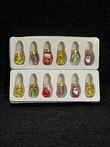 "Mini adornos navideños de vidrio de colores de 1"" de colección juego de 2 estrellas Santa soldado miniatura" - Imagen 1 de 7