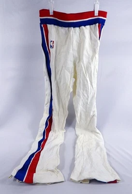 1987-88 Detroit Pistons Game Issued White Basketball Warm Up Pants 34 196 - Image 1 of 4