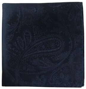 New Men's Polyester Woven pocket square hankie only navy blue paisley wedding
