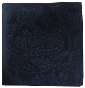 Nuevo Para Hombre Poliéster Tejido Bolsillo Cuadrado Hankie Solo Azul Marino Cachemira Boda - Imagen 1 de 2