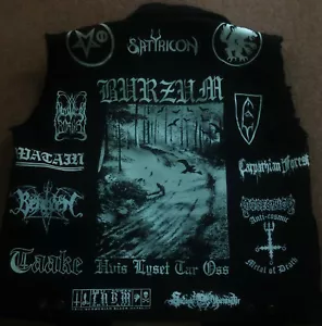 Chaqueta de Batalla Verdadera Escandinava de Metal Negro Noruega Suecia Finlandia Chaleco Denim 6XL - Imagen 1 de 12