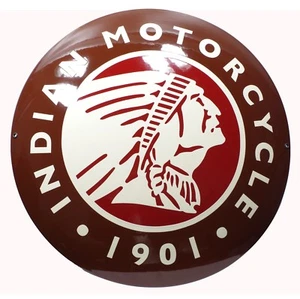 Plaque emaillée INDIAN MOTORCYCLE 50 cm - NEUF - garantie 10 ans insigne emblème - Foto 1 di 3