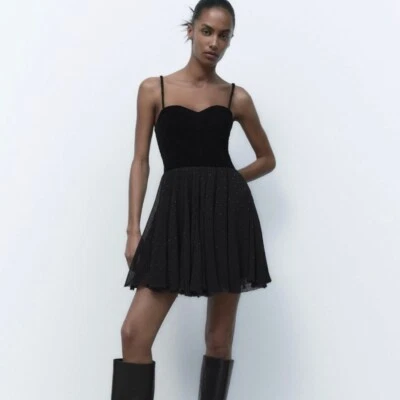 NWT Zara velvet dotted mesh dress - Image 1 of 4