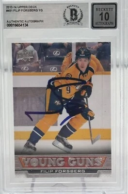 Filip Forsberg Signed 2013-14 UD Young Guns RC #451 BAS Autograph Grade 10 Card - Image 1 of 2