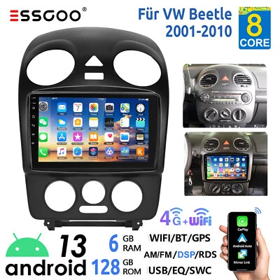 Für VW Beetle 2001-2010 6+128G Android 13 CarPlay Autoradio 4G LTE WiFi GPS Navi - Bild 1 von 4