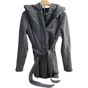 Mujer Talla M Merona Sudadera Chaqueta con Botones Cinturón con Capucha Gris Objetivo - Imagen 1 de 6