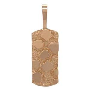 10k Rose Gold Rectangle Nugget Charm Pendant 1.15" 2.8 grams - Picture 1 of 4