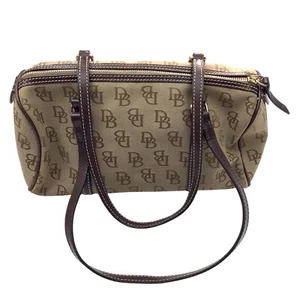 Borsa a mano Dooney & Bourke DB Signature tela piccola canna marrone marrone chiaro - Foto 1 di 15