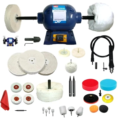 375W Bench Grinder Polishing Buffing Machine For Metal Wood Veneer Polishing - Image 1 of 4