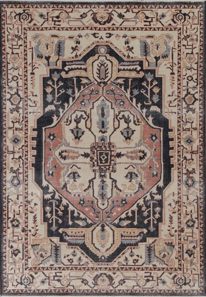 Antique Look Heriz Serapi Turkish 5'x7' Area Rug Hand-knotted Traditional Carpet - Image 1 of 4