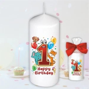 Geburtstagskerze – Zum 1. Geburtstag – Kerze Stumpenkerze in Geschenkverpackung - Bild 1 von 7
