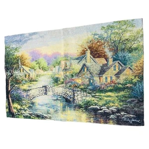 Nicky Boehme Stonehedge Bridge Country Village Houses Tapestry Wall Hanging - Picture 1 of 1