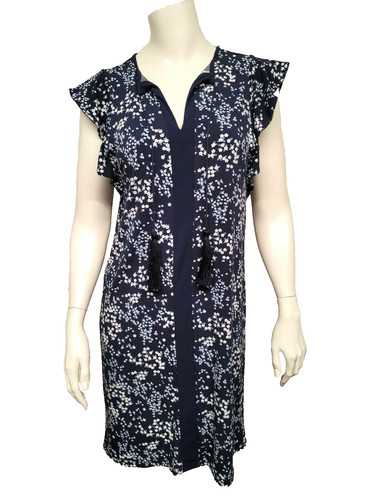 Abito Michael Kors donna taglia XS blu navy floreale con nappe