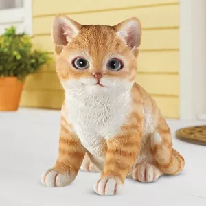 Statua Sweet Expression arancione seduto tabby gattino gatto giardino esterno - Foto 1 di 1