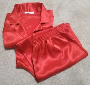 Conjunto de pijama de satén rojo de colección de diseñador Christian Dior para mujer talla L 2 piezas *Leer - Imagen 1 de 18