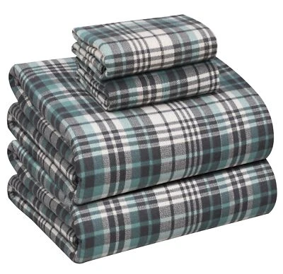 Juego de sábanas de franela 100 % algodón bolsillos profundos transpirable cálido 170 GSM suave acogedor Foto 1 de 3