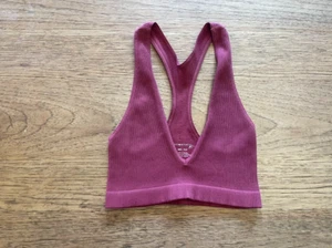 Free People Mauve XS/S RIbbed Fabric Deep Vee Neck Racerback Bralette NWOT - Picture 1 of 2