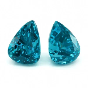 Natural Pear Shape Blue Zircon Matching Pair 9.96 carats-Free shipping - Picture 1 of 3