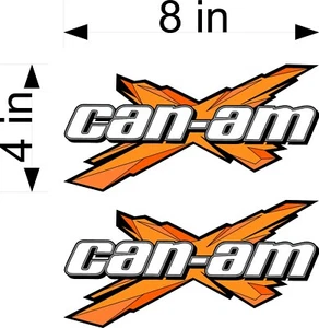 CAN-AM X Logo / ORANGE / 8" Pair vinyl decals, stickers, graphics - Picture 1 of 3