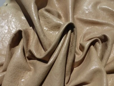 goatskin leather partial hide Distressed Tan Grainy Texture Semi Gloss finish - Image 1 of 4