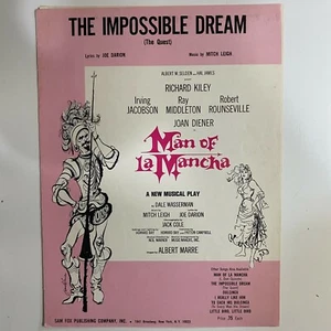 Impossible Dream Man of La Mancha Sheet Music Broadway Vintage  - Picture 1 of 2