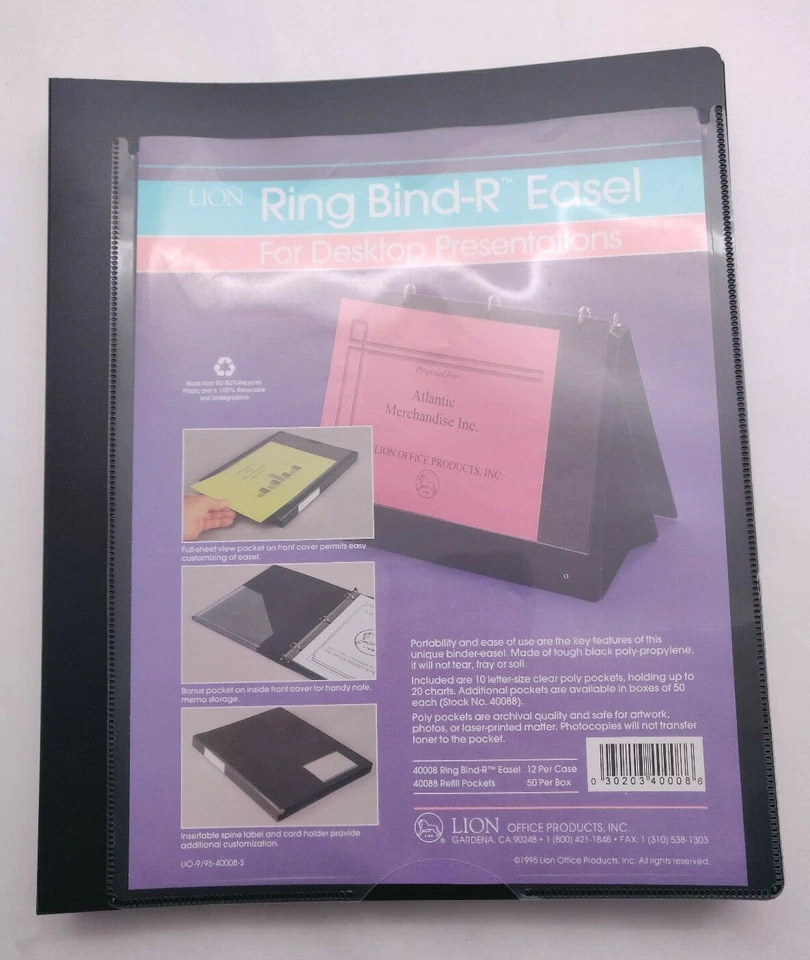 Lion Ring Bind-R 3 anéis cavalete display fichário - 8,5" x 11" - apresentação desktop - Imagem 1 de 4