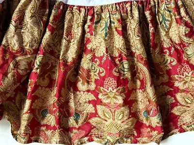 EXCELLENT Ralph Lauren *JARDINIERE KING BED SKIRT Dust Ruffle RED Paisley Sateen - Image 1 of 4