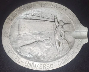 Cenicero taurino vintage de metal/aluminio Guadalajara México Hotel Universo - Imagen 1 de 6