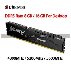 Fury Beast Ram DDR5 8GB/16GB/32GB 4800 5200 5600 MHz DIMM Desktop Memory 288Pin - Picture 1 of 15