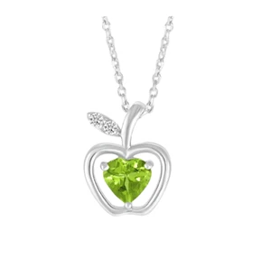 1.20CT Lab Created Peridot Heart Drop Pendant 18" Chain 14K White Gold Plated - Picture 1 of 4