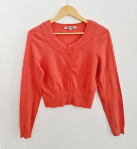 REVIEW Dark Coral Knit Long Sleeve Cardigan Top SIZE 12 - Picture 1 of 4