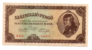 100 000 000 PENGO VERY FINE BANKNOTE FROM HUNGARY 1946 PICK-124 - Picture 1 of 2