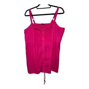 M&Co Women's UK Size 18 Pink Strappy Button Up Tie Back 100% Cotton Blouse - Picture 1 of 9