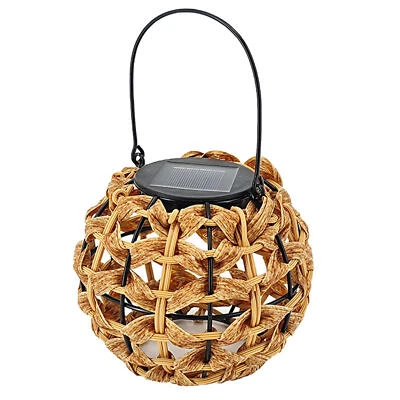Rattan Solar Powered Lantern Outdoor Hang Waterproof LED Light Home Garden Decor - Image 1 of 4