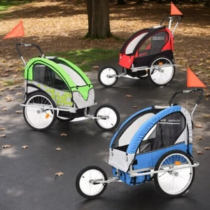 Bicycle Pram Stroller Kids Bike Trailer 3-Wheel Foldable Lightweight Portable - Picture 1 of 17