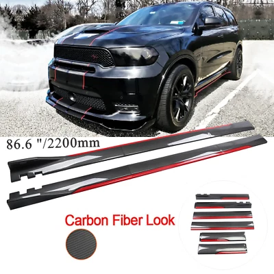 Carbon Fiber Look 86.6" Side Skirt Extension Spoiler Splitter For Dodge Durango Foto 1 de 4