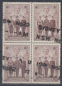 AUSTRALIA 1940 IMPERIAL FORCES 6d. BLOCK (x4) USED (ID:131/D62819) - Picture 1 of 1