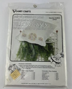 Vogart Crafts Pillow Case Embroidery Painting Kit Bird & Floral 8401D Vintage - Picture 1 of 8