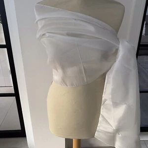 Diamantweiß Taft Brandneu Damen Abend Schal/Halstuch 200 cm x 45 cm - Bild 1 von 4