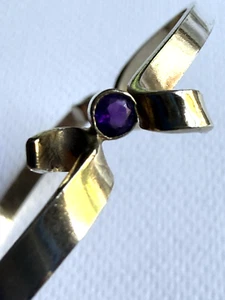 STERLING SILVER NATURAL AMETHYST GEMSTONE BANGLE. BIRMINGHAM HALLMARK - Picture 1 of 7