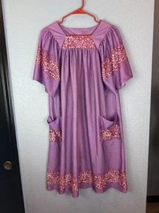 Vestido de casa vintage para mujer grande floral con bolsillos a lunares manga corta años 70 - Imagen 1 de 8
