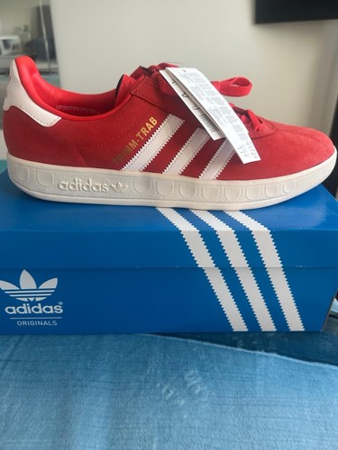 Adidas Uomo Trimm Trab Rosso e Bianco Taglia 11