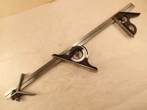 BROWN & SHARPE 24" Rule Comb Machinist Square, Protractor, Center Heads & Scribe - Picture 1 of 13