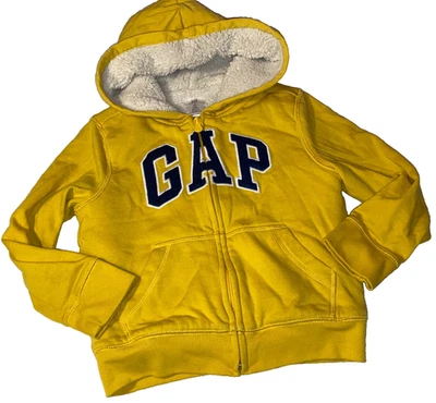 N6!¡GUAU! Chicos Talla 5 GAP Amarillo Sudadera con Capucha Sherpa Forrada Sudadera Chaqueta Foto 1 de 4