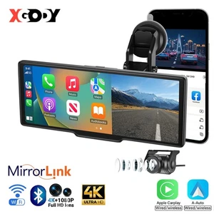 10.26" 4K Dash Cam Front and Rear Touch Wireless CarPlay Car Loop Record GPS FM - Picture 1 of 15